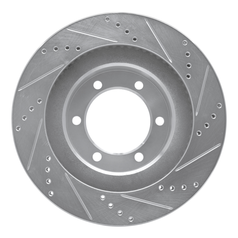 Lexus GX470 Brake Rotor (1) - Front Left - R1 Concepts - Drilled & Slotted - Silver - `03-`09